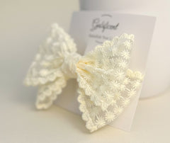 Large lace hair bow “Cream” Large lace hair bow “Cream” Gabificent