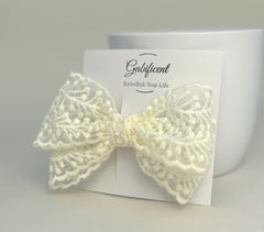 Large lace hair bow “Cream” Large lace hair bow “Cream” Gabificent