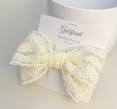 Large lace hair bow “Cream” Large lace hair bow “Cream” Gabificent
