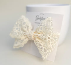 Large lace hair bow “Cream” Large lace hair bow “Cream” Gabificent