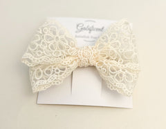 Large lace hair bow “Cream” Large lace hair bow “Cream” Gabificent