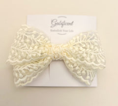 Large lace hair bow “Cream” Large lace hair bow “Cream” Gabificent