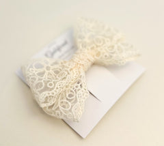 Large lace hair bow “Cream” Large lace hair bow “Cream” Gabificent