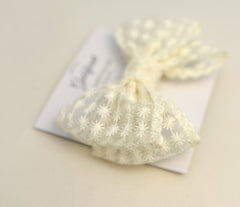 Large lace hair bow “Cream” Large lace hair bow “Cream” Gabificent