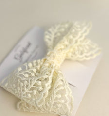 Large lace hair bow “Cream” Large lace hair bow “Cream” Gabificent