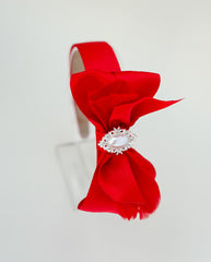 Red headband with bow and feathers Red headband with bow and feathers - Gabificent