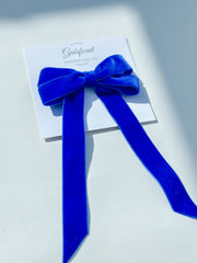 Velvet hair Bow-  Blue Velvet hair Bow- Blue Gabificent