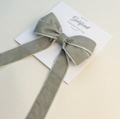 Velvet hair Bow- Grey Velvet hair Bow- Grey Gabificent