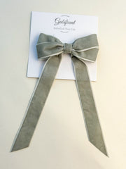 Velvet hair Bow- Grey Velvet hair Bow- Grey Gabificent