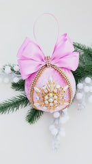 Christmas Bauble Ornament - Pink Snowflake - One Piece Christmas Bauble Ornament - Pink Snowflake - One Piece