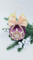 Christmas Bauble Ornament - Grape Pink Snowflake - One Piece Christmas Bauble Ornament - Grape Pink Snowflake - One Piece