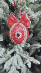 Christmas Baubles - Red with Gold- Set of 6 Christmas Baubles - Red with Gold- Set of 6