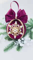 Christmas Baubles - Burgundy Snowflake - One Piece Christmas Baubles - Burgundy Snowflake - One Piece