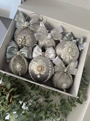 Christmas Baubles - Silver Christmas Baubles - Silver Gabificent