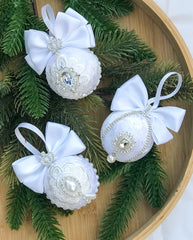 Christmas Baubles - White Christmas Baubles - White Gabificent