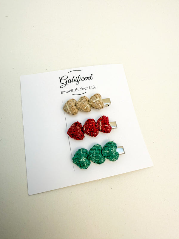 Fabric Heart Hairclips