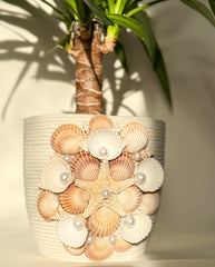 Indoor plant pot with shells