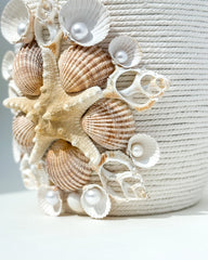 Indoor plant pot with shells