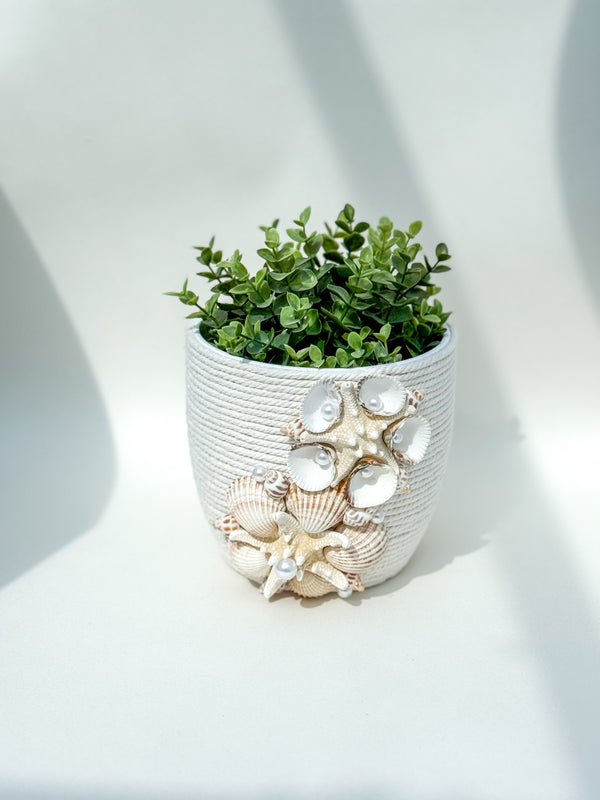 Indoor plant pot with shells
