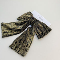 Large  Velvet hair bow “Black Glitter”