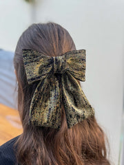 Large  Velvet hair bow “Black Glitter”