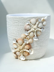 Indoor plant pot with shells