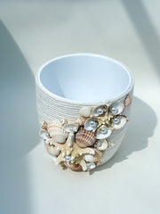 Indoor plant pot with shells