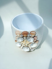Indoor plant pot with shells