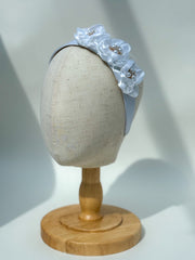 Headband “White Satin flowers”