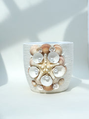 Indoor plant pot with shells
