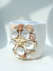 Indoor plant pot with shells