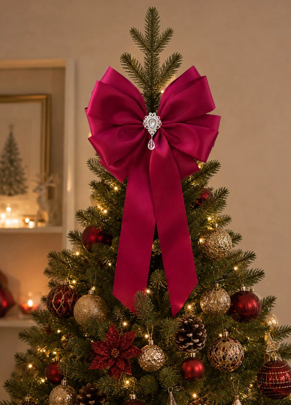 Elegant Christmas Tree Topper- Burgundy