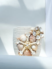 Indoor plant pot with shells