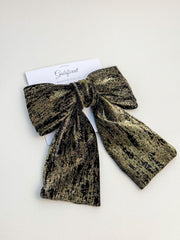 Large  Velvet hair bow “Black Glitter”