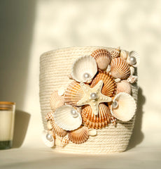 Indoor plant pot with shells