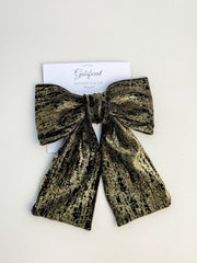 Large  Velvet hair bow “Black Glitter”
