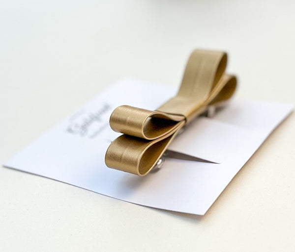 Barrette Bow hair clip- Gold Faux Gabificent