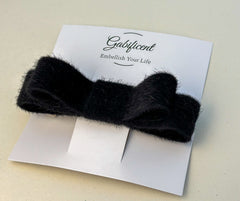 Barrette bow hair clip - Back Velvet Fur Gabificent