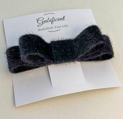 Barrette bow hair clip - Back Velvet Fur Gabificent