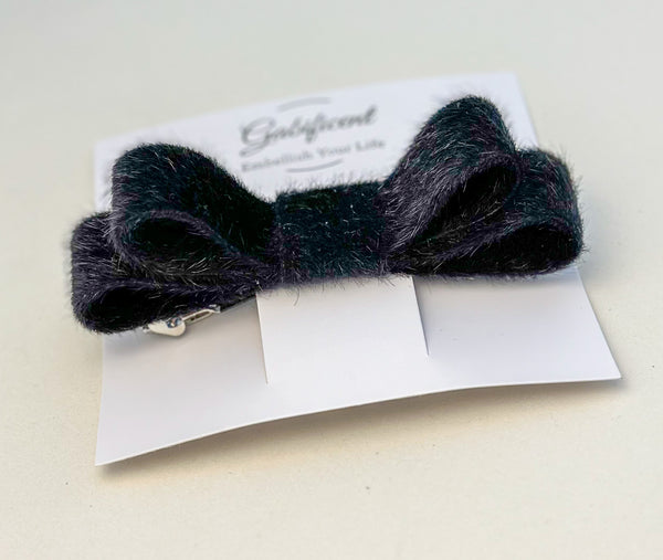 Barrette bow hair clip - Back Velvet Fur Gabificent