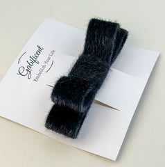 Barrette bow hair clip - Back Velvet Fur Gabificent