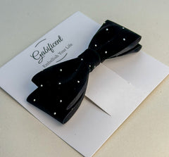 Barrette bow hair clip - Back Velvet with rhinestones Gabificent