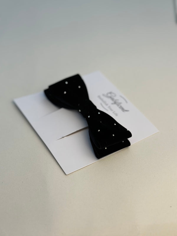 Barrette bow hair clip - Back Velvet with rhinestones Gabificent