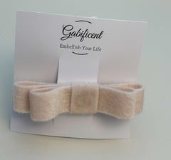 Barrette bow hair clip - Cream Velvet Fur Gabificent
