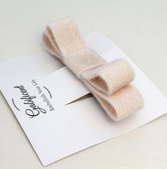 Barrette bow hair clip - Cream Velvet Fur Gabificent