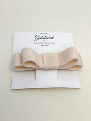Barrette bow hair clip - Cream Velvet Fur Gabificent