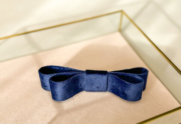 Barrette bow hair clip - Dark Blue Velvet Gabificent