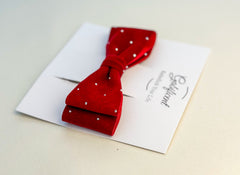 Barrette bow hair clip - Red Velvet with rhinestones Gabificent