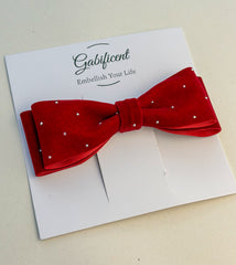 Barrette bow hair clip - Red Velvet with rhinestones Gabificent
