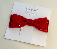 Barrette bow hair clip - Red Velvet with rhinestones Gabificent